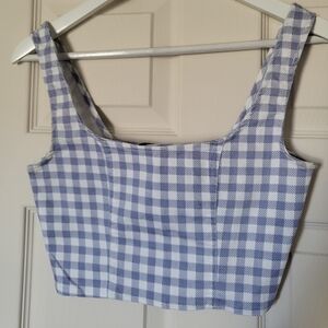 Forever 21 Blue Gingham Crop Top